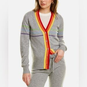Madeleine Thompson Bella Fitted Rainbow Cardigan 70% Wool 30% Cashmere Layer M